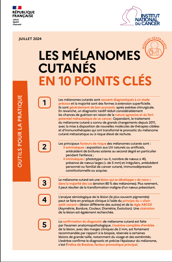 Mélanomes cutanés 10 pts clés